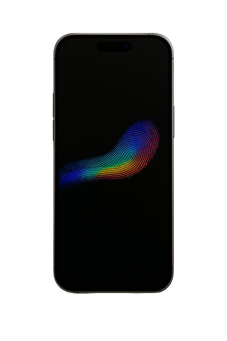 Mobile phone with colorful fingerprint